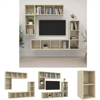 ManoMano The Living Store 4-tlg. TV-Schrank-Set Sonoma-Eiche Holzwerkstoff - TV-Möbel - Braun Angebot