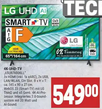 Marktkauf LG 4K-UHD-TV "65UR76006LL" Angebot