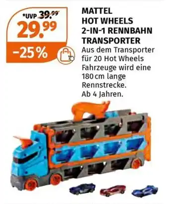 Müller MATTEL HOT WHEELS 2-IN-1 RENNBAHN TRANSPORTER Angebot