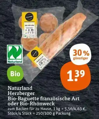 tegut Naturland Herzberger Bio-Baguette franzosische Art o. Bio-Rhonweck 250/300g Angebot