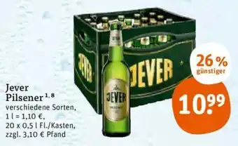 tegut Jever Pilsener 20*500ml Angebot