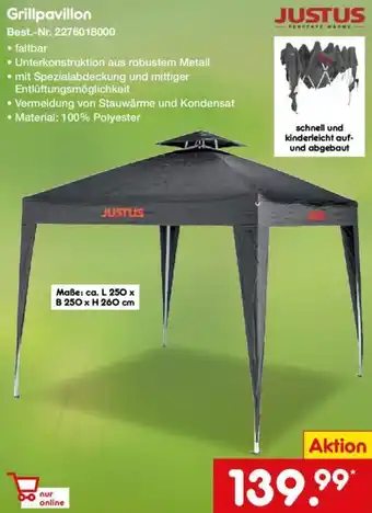Netto Marken-Discount JUSTUS Grillpavillon Angebot