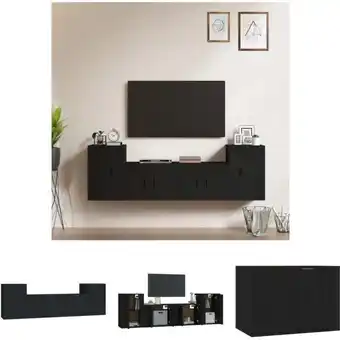 ManoMano The Living Store 4-tlg. TV-Schrank-Set Schwarz Holzwerkstoff - TV-Möbel - Schwarz Angebot