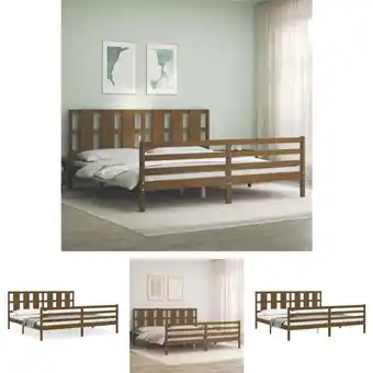 ManoMano The Living Store Massivholzbett mit Kopfteil Honigbraun 200x200 cm - Betten & Bettgestelle - Braun Angebot