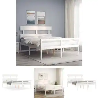 ManoMano The Living Store Seniorenbett mit Kopfteil 160x200 cm Weiß Massivholz - Betten & Bettgestelle - Weiß Angebot