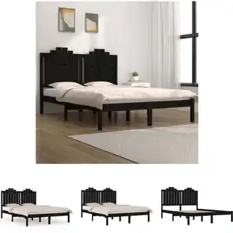 ManoMano The Living Store Massivholzbett Schwarz Kiefer 140x190 cm - Betten & Bettgestelle - Schwarz Angebot