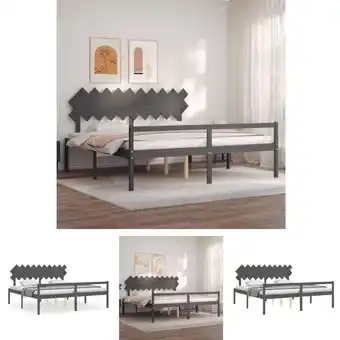 ManoMano The Living Store Seniorenbett mit Kopfteil 200x200 cm Grau Massivholz - Betten & Bettgestelle - Grau Angebot