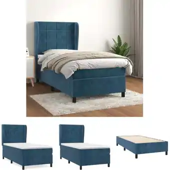 ManoMano The Living Store Boxspringbett mit Matratze Dunkelblau 100x200 cm Samt - Betten & Bettgestelle - Blau Angebot