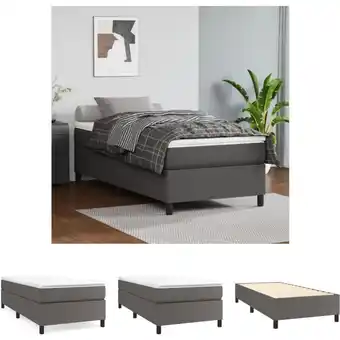 ManoMano The Living Store Boxspringbett mit Matratze Grau 90x200 cm Kunstleder - Betten & Bettgestelle - Grau Angebot