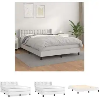 ManoMano The Living Store Boxspringbett mit Matratze Weiß 140x190 cm Kunstleder - Betten & Bettgestelle - Weiß Angebot