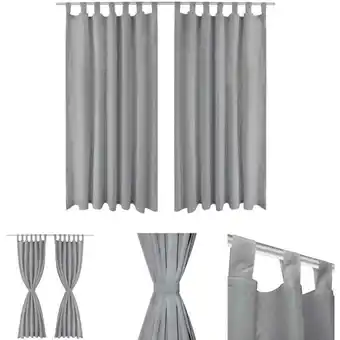 ManoMano The Living Store Vorhänge aus Mikro-Satin 2 Stk. mit Schlaufen 140×175 cm Grau - Vorhänge & Gardinen - Grau Angebot