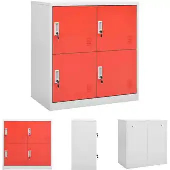 ManoMano The Living Store Schließfachschrank Hellgrau und Rot 90x45x92,5 cm Stahl - Aufbewahrungsschränke & Schließfächer - Grau Angebot