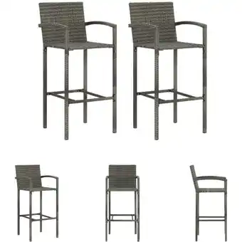 ManoMano The Living Store Barhocker 2 Stk. Grau Poly Rattan - Gartenstühle - Grau Angebot