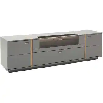 ManoMano TV-Schrank mit Klapptür und Glaseinsatz SAVANNAH-05 in grau lackiert mit Eiche inkl. led Beleuchtung, b/h/t ca. 216/62/50 cm  Angebot