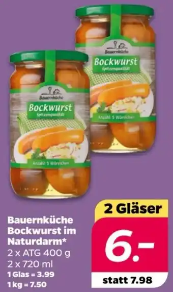 NETTO Bauernküche Bockwurst im Naturdarm 2x720 ml Angebot