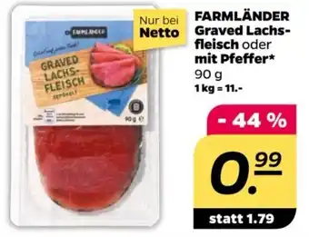 NETTO FARMLÄNDER Graved Lachsfleisch oder mit Pfeffer 90 g Angebot