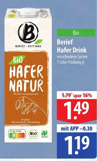 Famila Nord Ost Berief Hafer Drink 1L Angebot