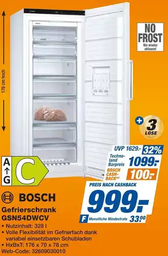 expert Techno Land BOSCH Gefrierschrank GSN54DWCV Angebot