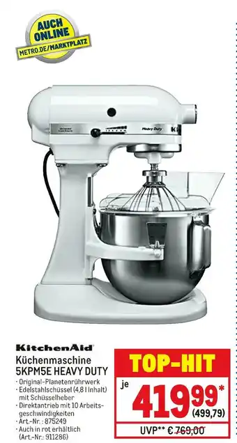 METRO Kitchenaid küchenmaschine 5kpm5e heavy duty Angebot