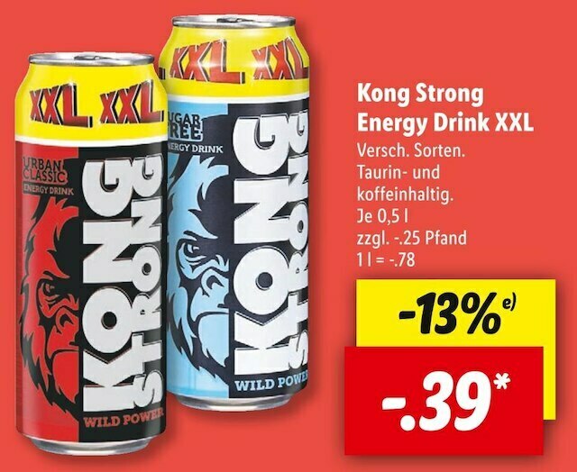 Kong strong energy drink xxl Angebot bei Lidl