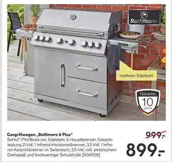 BayWa Rothmann Gasgrillwagen,,Baltimore 6 Plus" Angebot