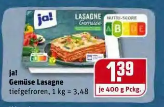 REWE Kaufpark Ja! Gemüse Lasagne Angebot