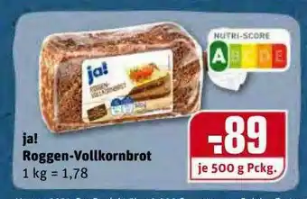 REWE Kaufpark Ja! Roggen-vollkornbrot Angebot