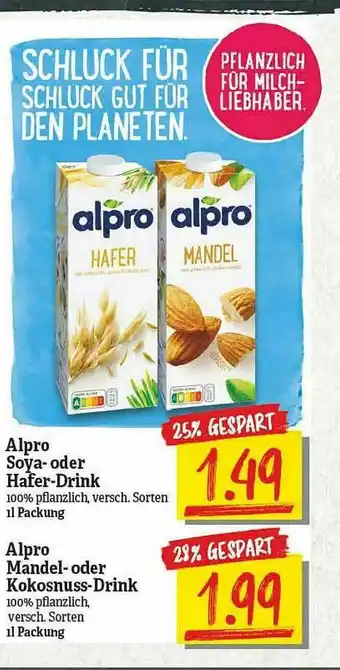 NP Discount Alpro Soya Oder Hafer-drink, Alpro Mandel Oder Kokosnuss-drink Angebot