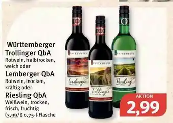 Feneberg Württemberger Trollinger Qba Oder Lemberger Qba Oder Riesling Qba Angebot