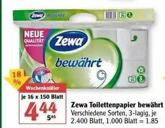 Globus Zewa Toilettenpapier Bewährt Angebot