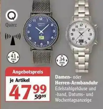 Globus Damen- Oder Herren-armbanduhr Angebot