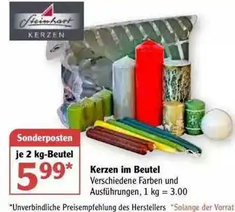 Globus Kerzen Im Beutel Angebot