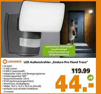 Globus Baumarkt Led Außenstrahler „endura Pro Flood Trace” Ledvance Angebot