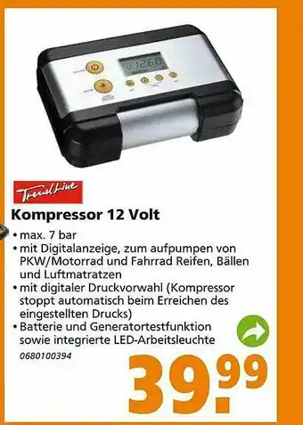 Globus Baumarkt Trendline Kompressor 12 Volt Angebot