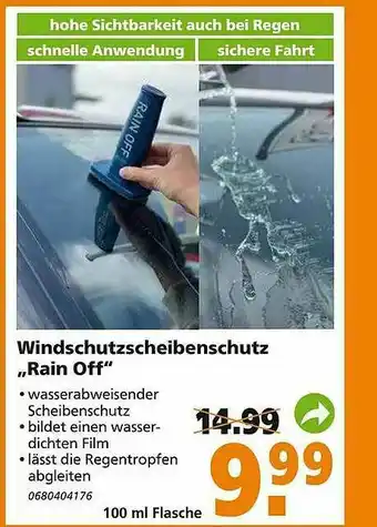 Globus Baumarkt Windschutzscheibenschutz „rain Off” Angebot