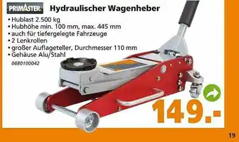 Globus Baumarkt Hydraulischer Wagenheber Primaster Angebot