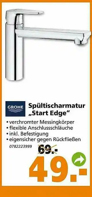 Globus Baumarkt Spültischarmatur „start Edge” Grohe Angebot