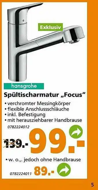 Globus Baumarkt Spültischarmatur „focus” Angebot