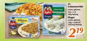 inkoop Iglo Schlemmerfilet Filegro Angebot