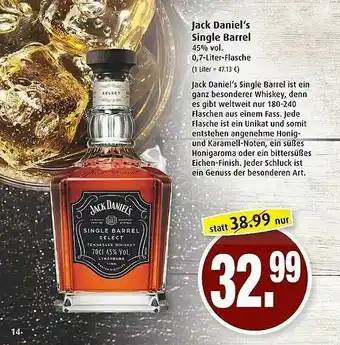 Markant Jack Daniel's Single Barrel Angebot