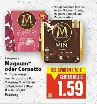 E-Center Langnese Magnum Oder Cornetto Angebot