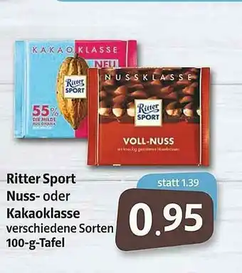 Markant Markt Ritter Sport Nuss- Oder Kakaoklasse Angebot