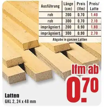 B1 Discount Baumarkt Latten GKL 2, 24 x 48 mm Angebot