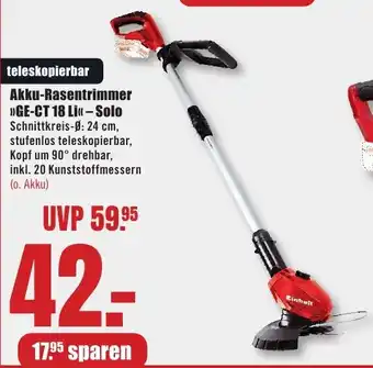 B1 Discount Baumarkt Einhell Akku-Rasentrimmer "GE-CT 18 Li"-Solo Angebot