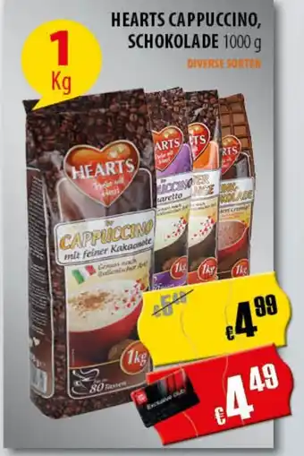 FreeOneShop HEARTS CAPPUCCINO, SCHOKOLADE 1000 g Angebot