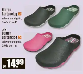 V Baumarkt Herren Gartenclog schwarz und grün, Größe 41 - 46 Damen Gartenclog schwarz und pink, Größe 36-41 Angebot