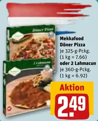 REWE Mekkafood Döner Pizza 325 g oder 2 Lahmacun 360 g Pckg. Angebot