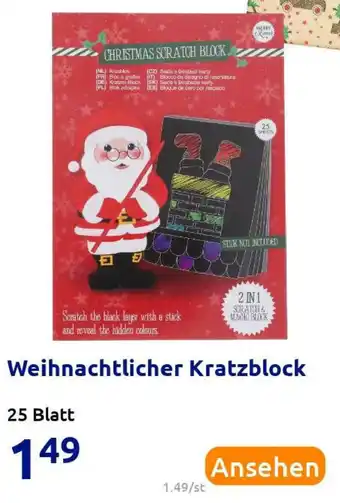 Action Weihnachtlicher Kratzblock Angebot