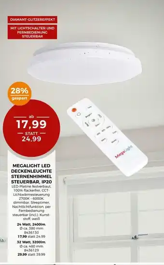 BBM Baumarkt Megalight LED Deckenleuchte Sternenhimmel Steuerbar IP20 Angebot