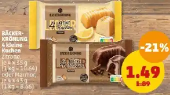 PENNY BÄCKERKRÖNUNG 4 kleine Kuchen 4x35 g/4x43 g Angebot